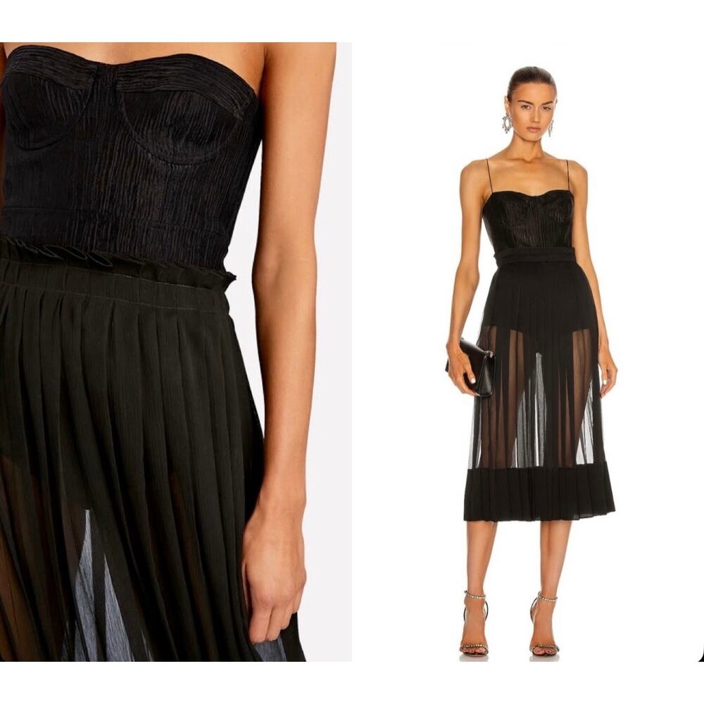 Alexis Inasia Pleated Midi Dress Black Size Small